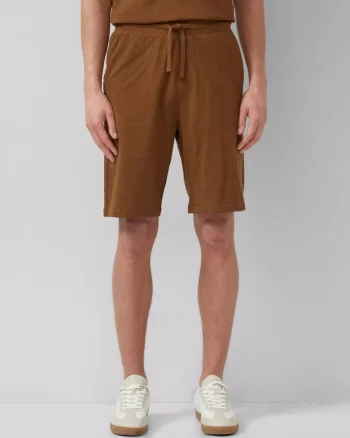 Pantaloni scurti barbati, din jerseu de bumbac, cu talie medie, Relaxed fit, Detroit, Maro