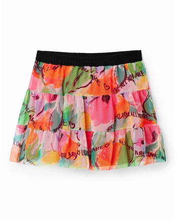 Fusta mini cu volane, Multicolor