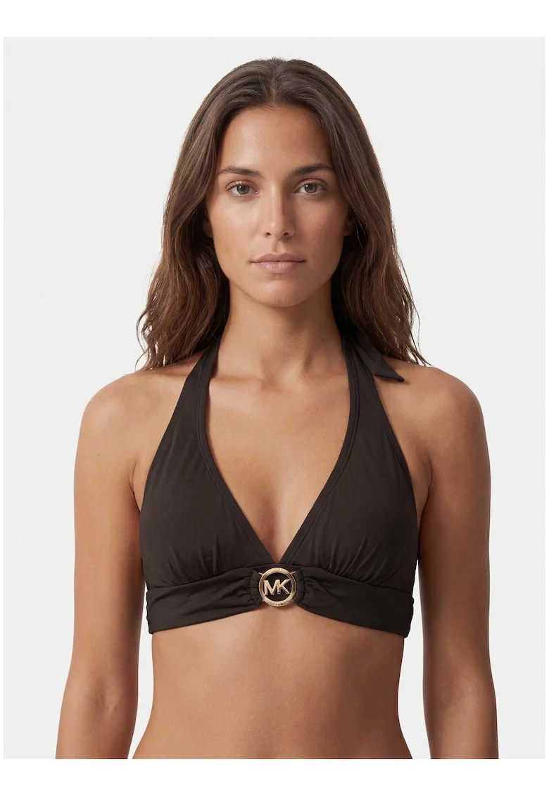 Costum de baie dama,  bikini, cupe detasabile, culoare maro, material sintetic