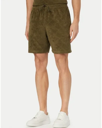 Pantaloni scurti sport Barbati,  verde, bumbac/poliester, croiala regular fit