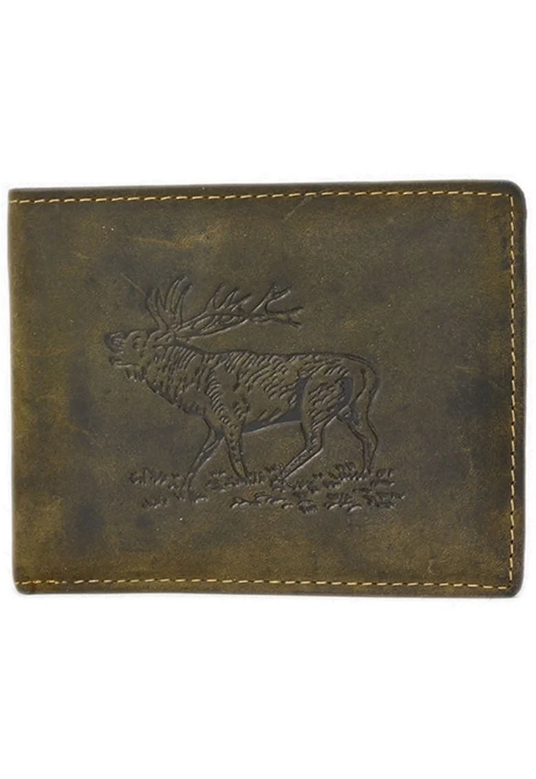 Portofel bărbați  piele naturală, 7 sloturi carduri, verde, 12.5x9.5x2.5cm
