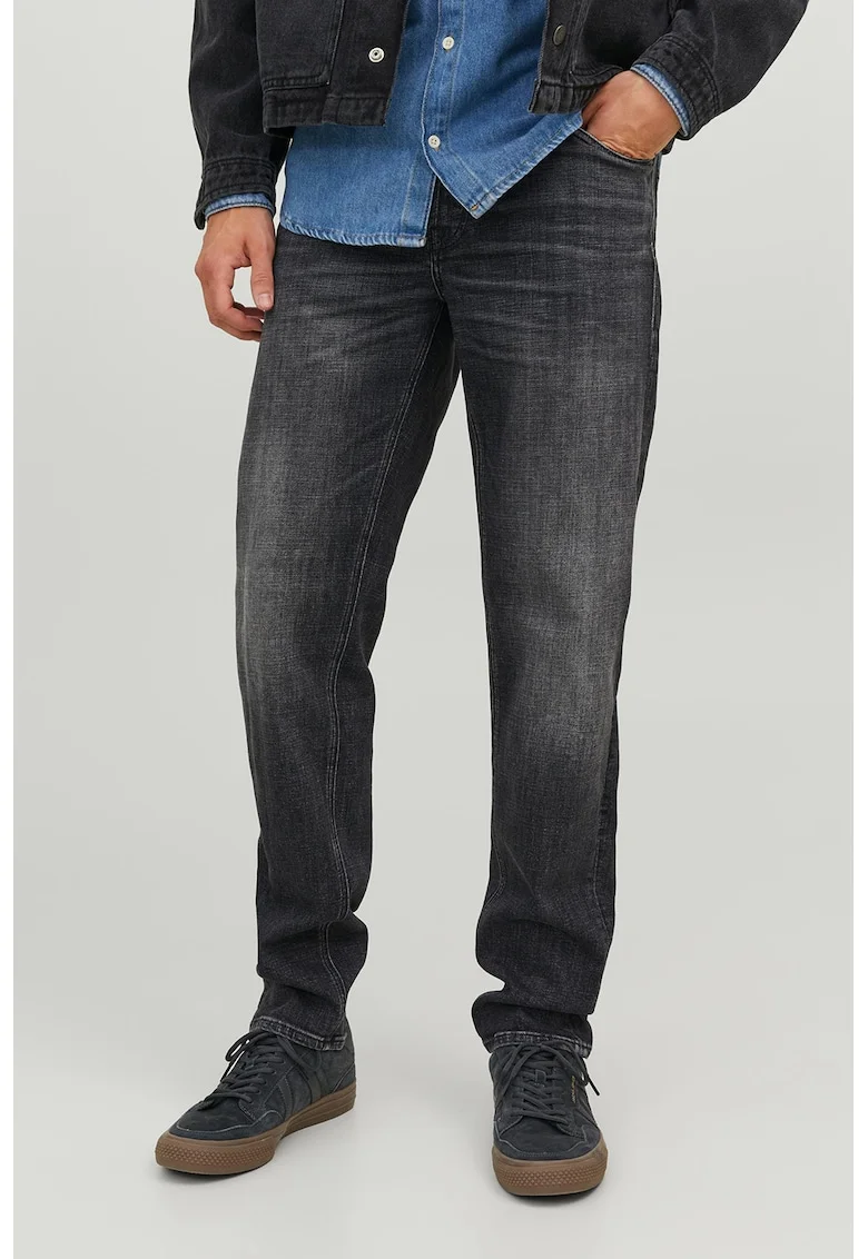 Blugi conici cu aspect decolorat Mike, Negru stins