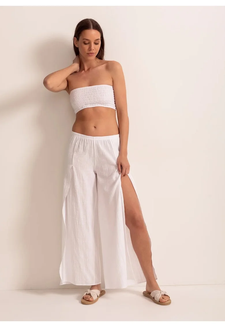 Pantaloni Capri Dama Bumbac, Alb