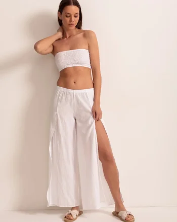 Pantaloni Capri Dama Bumbac, Alb