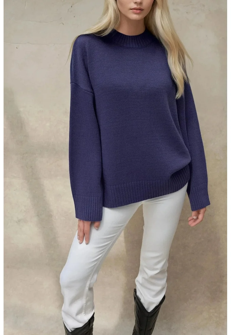 Pulover dama,  confortabil, albastru cobalt, tricot