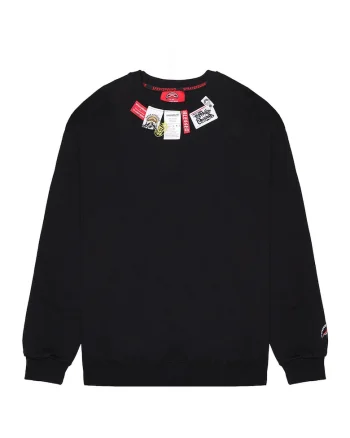Bluza de trening cu decolteu cu segmente logo, Negru