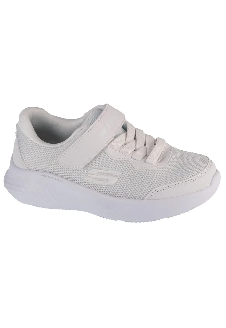 Pantofi sport Skech-Lite Pro cu insertii de piele ecologica si velcro, Alb