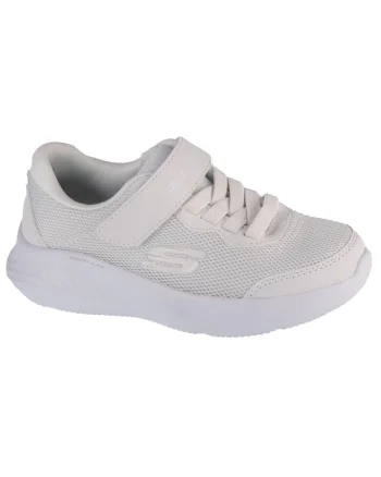 Pantofi sport Skech-Lite Pro cu insertii de piele ecologica si velcro, Alb