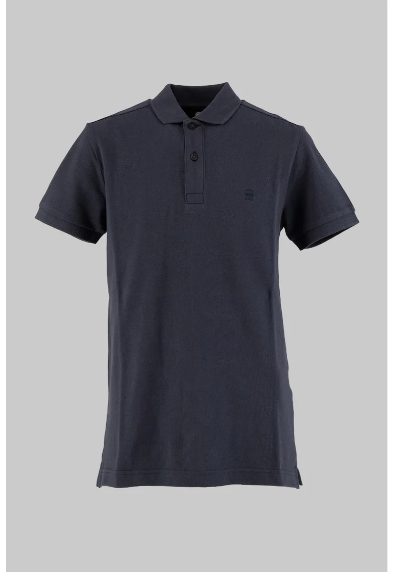 Tricou polo de bumbac cu logo, Albastru prafuit
