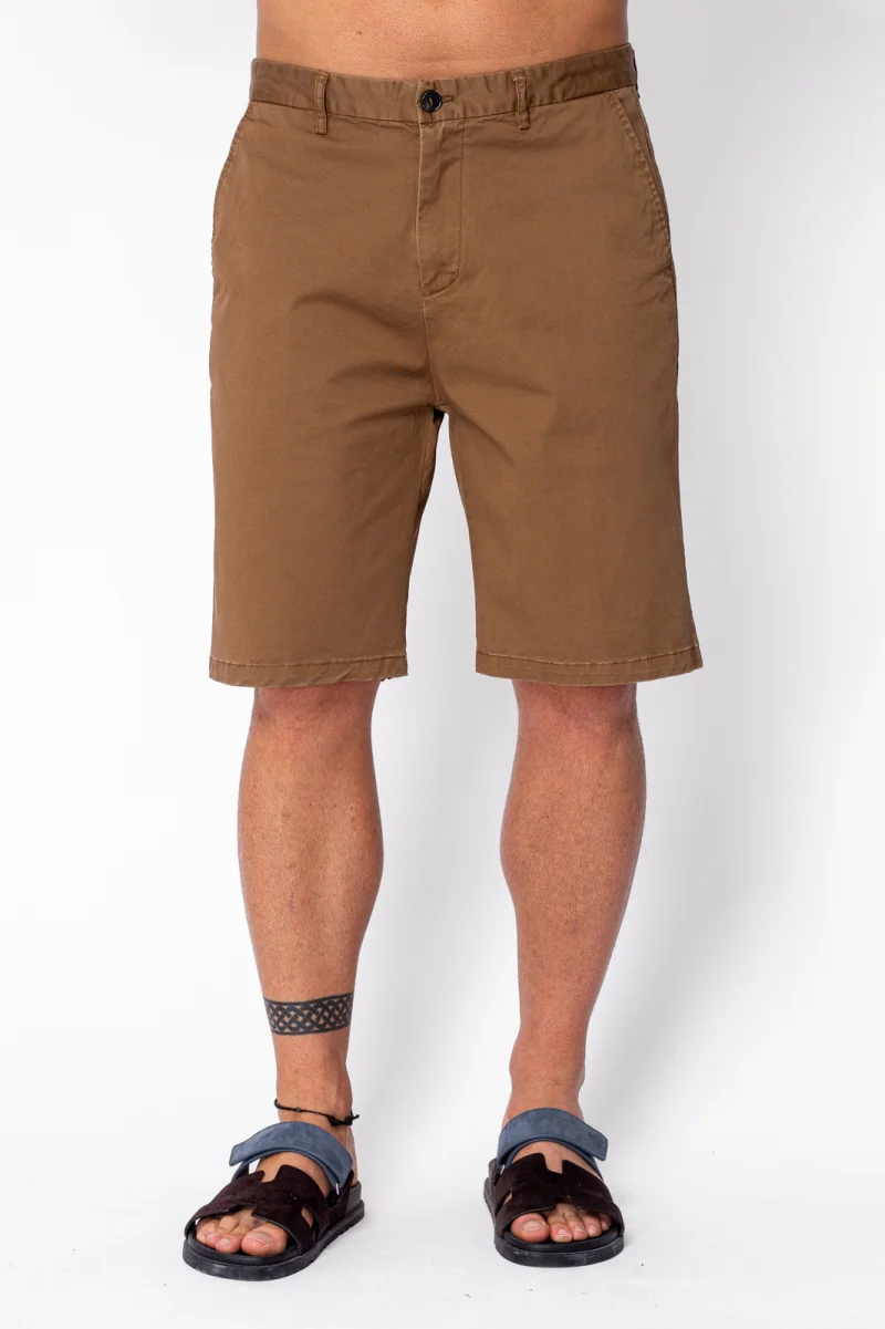 Pantaloni scurti cu nasture din bumbac Brown