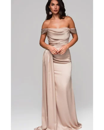 Rochie de seara Maxi  LA-OM-DLR188, Auriu
