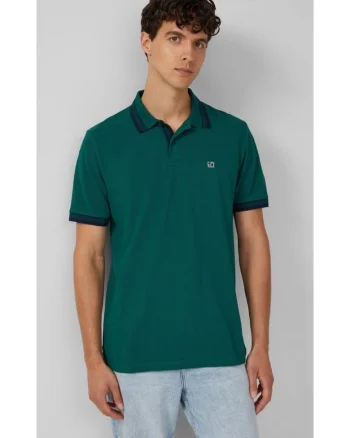Tricou polo din bumbac pique, Verde inchis