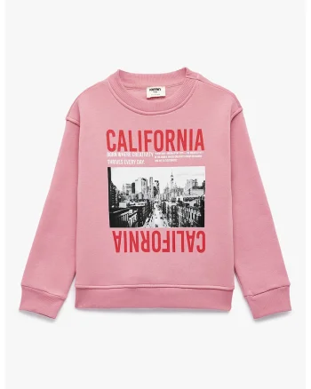 Bluza de trening regular fit cu imprimeu foto, Roz