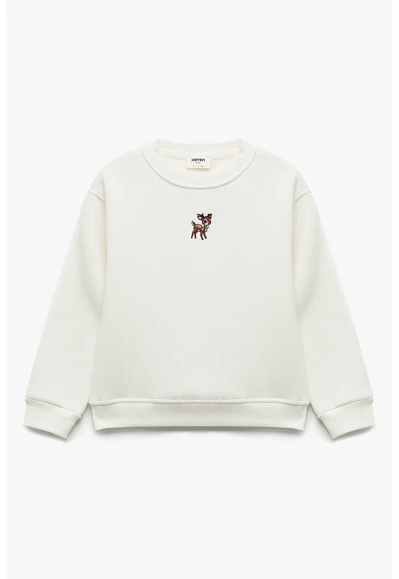 Bluza de trening regular fit cu decolteu la baza gatului, Alb
