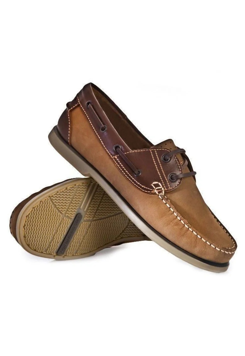 Mocasini barbatesti din piele, stil nautic, maro, Maro