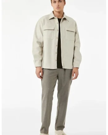 Pantaloni conici cu model uni, Grej