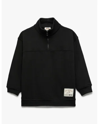 Bluza de trening cu fenta cu fermoar, Negru
