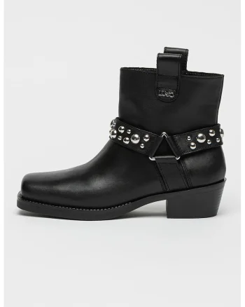 Ghete de piele cu varf patrat si toc Roxy 01, Negru