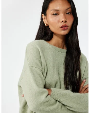 Pulover lejer crop, Verde pal