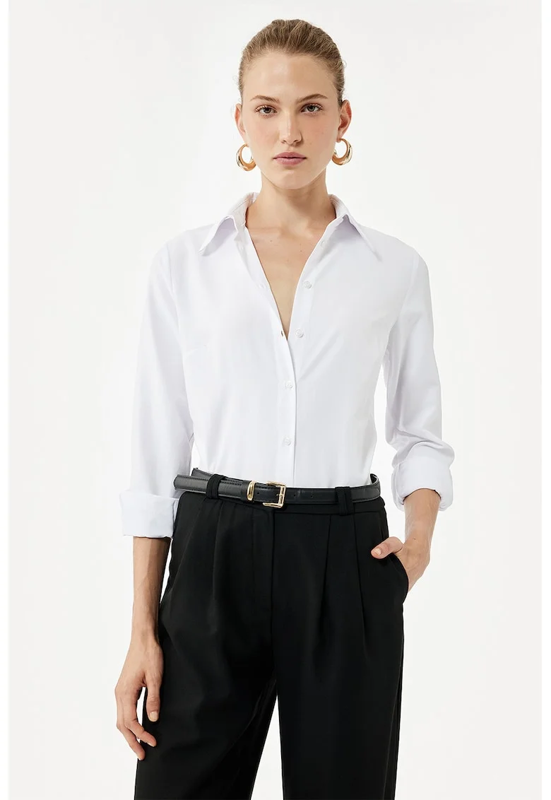 Camasa regular-fit cu maneci lungi, Alb optic