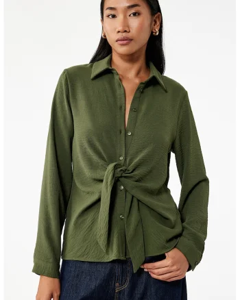 Camasa lejera cu nod frontal, Verde inchis