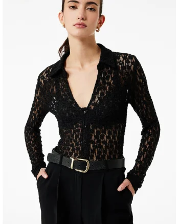 Camasa slim fit semitransparenta, Negru/Transparent