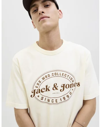 Tricou cu imprimeu si maneci cazute, Maro inchis/Crem