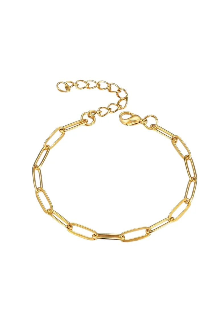 Bratara aurie, din otel inoxidabil, suflata cu aur 18k, cu zale delicate, Jimmy C6