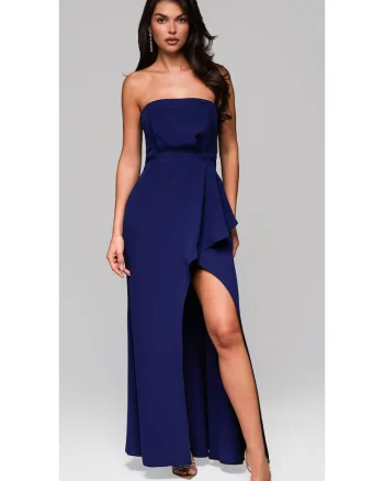 Rochie de seara Maxi  LA-OM-DLR201, Albastru inchis