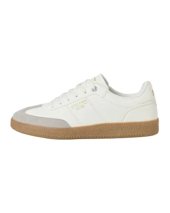 Pantofi sport low-cut de piele ecologica, Alb/Maro taupe deschis