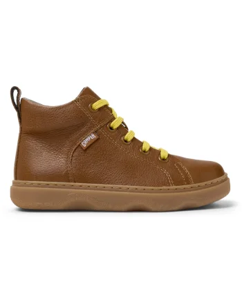 Pantofi sport inalti din piele Kiddo 8519, Maro scortisoara/Galben pai