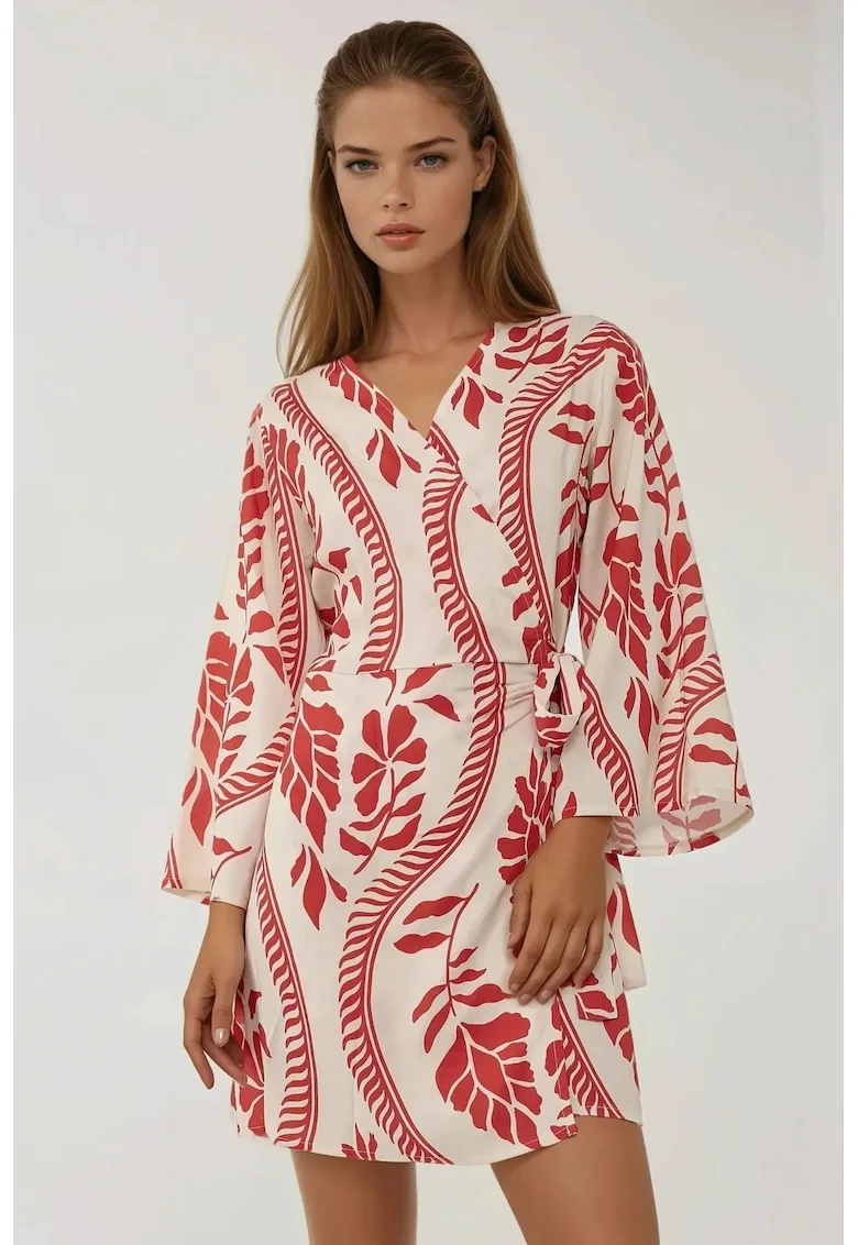 Rochie mini  decolteu in V, material textil