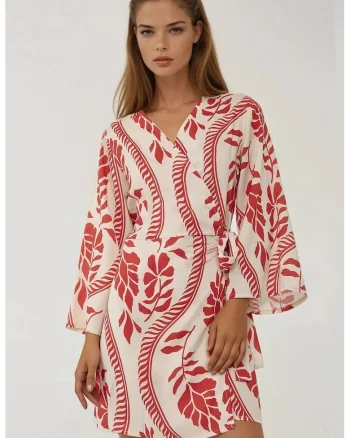 Rochie mini  decolteu in V, material textil