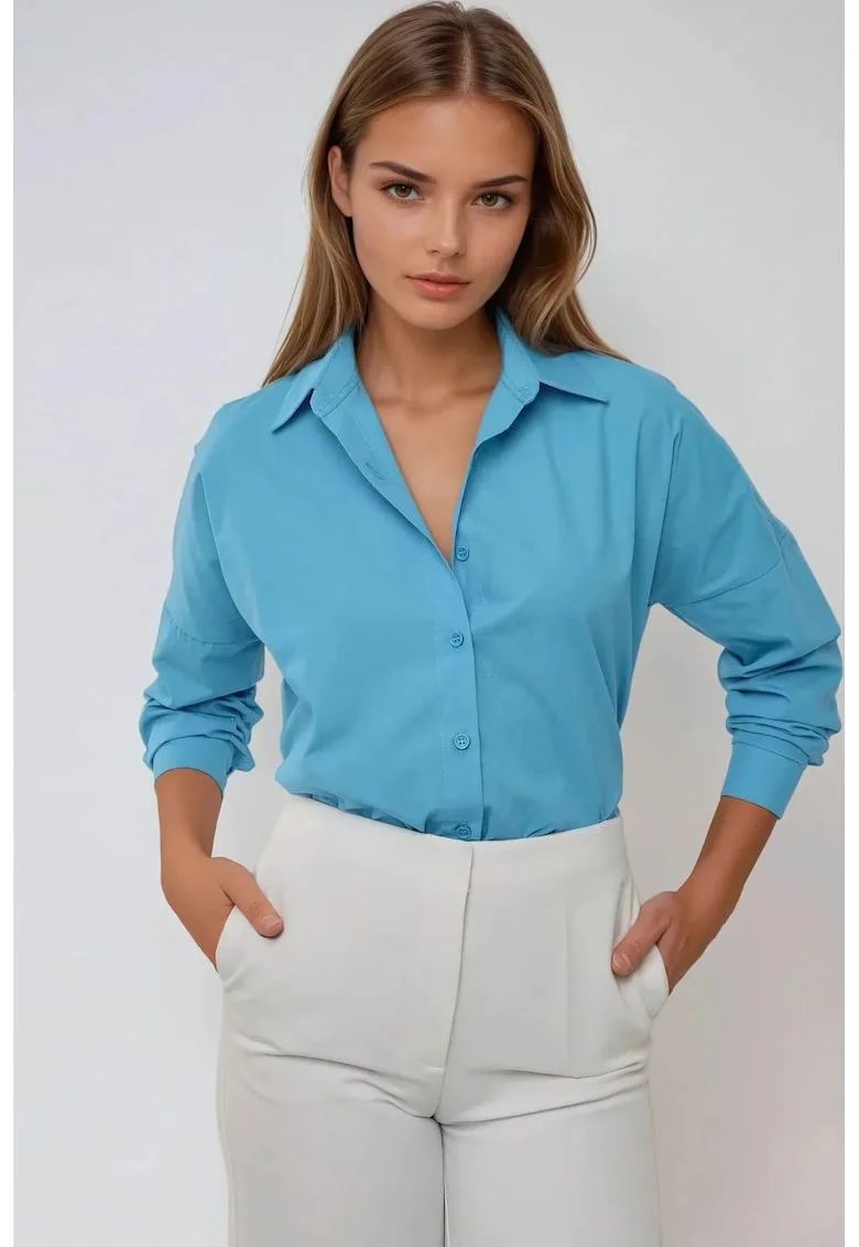 Camasa clasica dama,  bumbac/poliester, albastru
