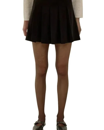Fusta mini plisata,  poliester/elastan, negru