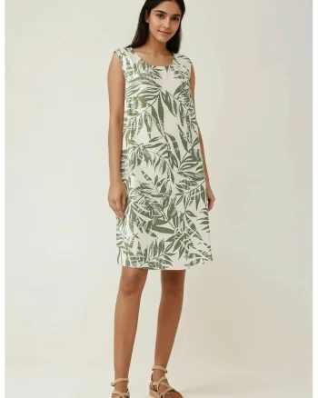 Rochie mini  croiala in A, imprimeu floral, verde, textil