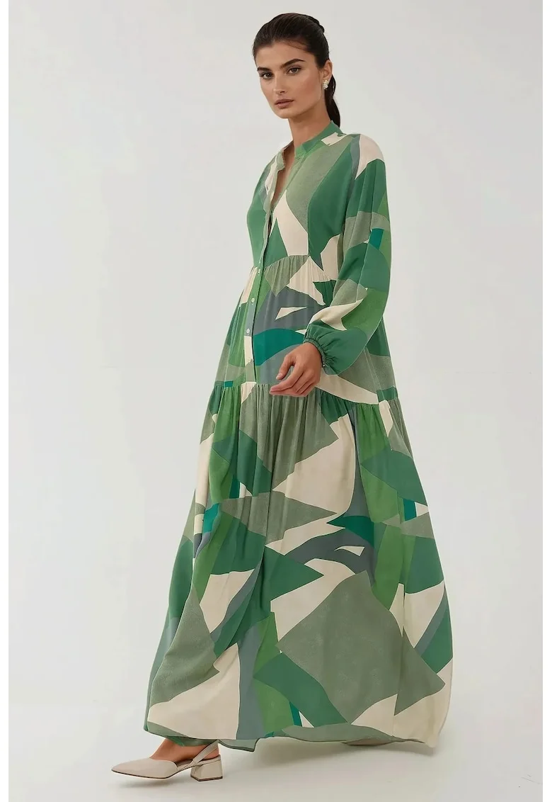 Rochie maxi,  viscoza, verde