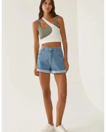 Pantaloni scurti dama,  denim, albastru