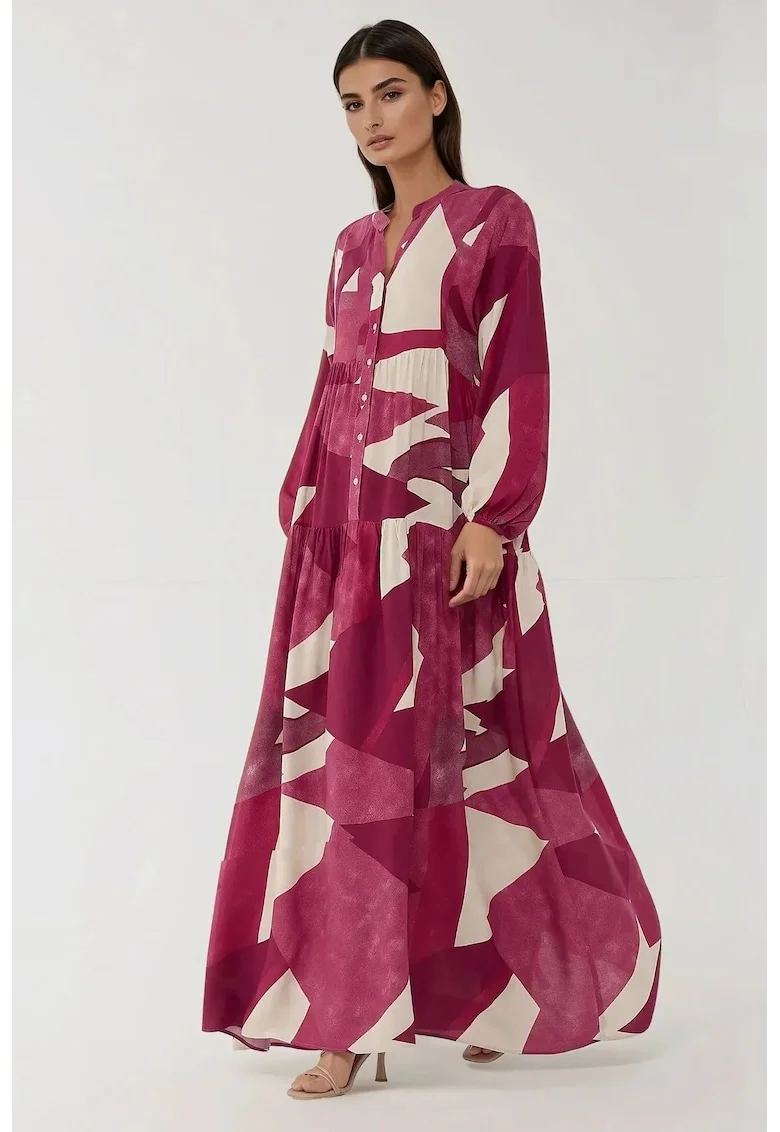 Rochie maxi,  rosu, viscoza