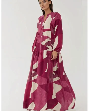 Rochie maxi,  rosu, viscoza