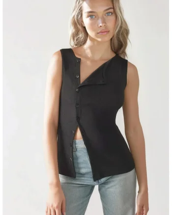 Top dama,  texturat, slim fit, negru, jerseu