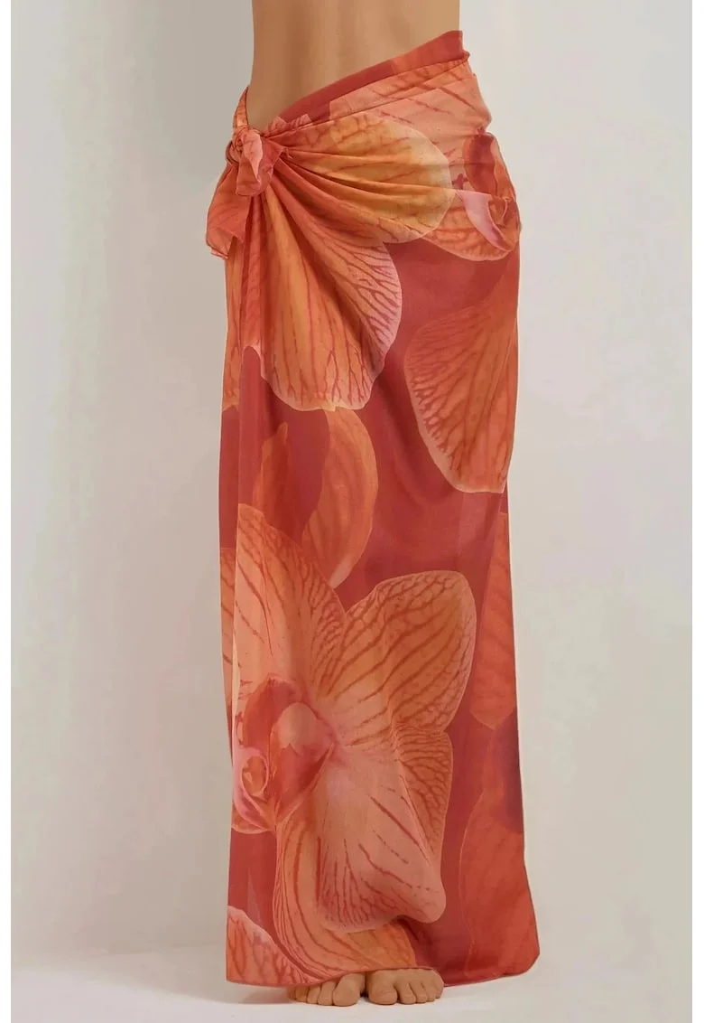 Cover-Up Plaja,  Maxi imprimat, Portocaliu stralucitor,