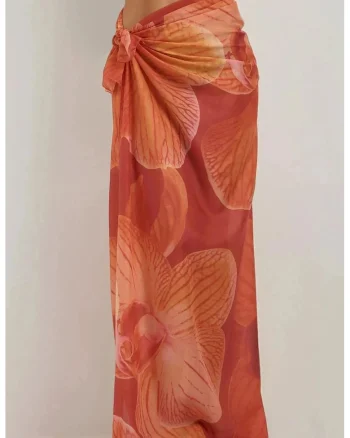 Cover-Up Plaja,  Maxi imprimat, Portocaliu stralucitor,