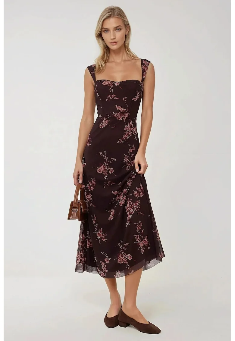 Rochie maxi,  maro, tul