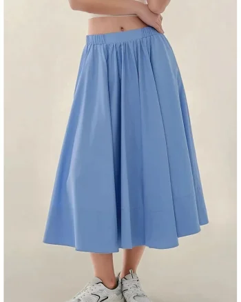 Fusta maxi dama  textil, albastru