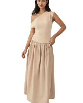 Rochie maxi,  Bej, Textil