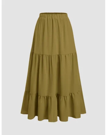 Fusta maxi dama  poliester/elastan, verde