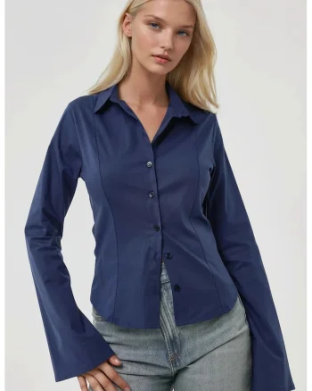 Camasa dama,  textil, albastru