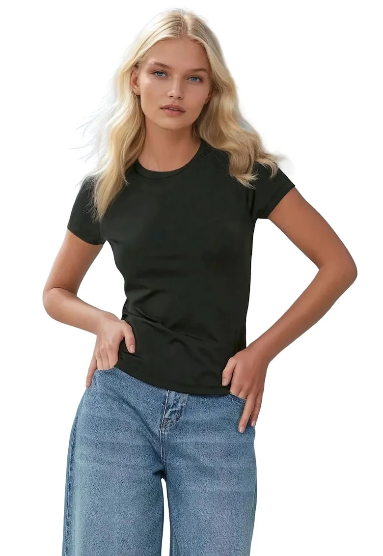 Tricou dama  slim fit, bumbac, negru
