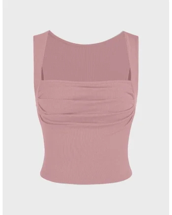 Bluza dama,  decolteu patrat, pliuri, Roz